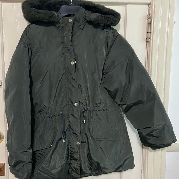 Adrienne Vittadini Women’s Hooded  Down Puffer Jacket olive green XS - Picture 5 of 8